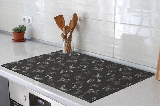 KitchenYeah® Inductie beschermer 83x51.5 cm - Vlinders - Retro - Design - Kookplaataccessoires - Afdekplaat voor kookplaat - Inductiebeschermer - Inductiemat - Inductieplaat mat