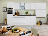 Goedkope keuken 370  cm - complete keuken met apparatuur Lorena  - Wit/Wit - soft close - keramische kookplaat    - afzuigkap - oven    - spoelbak