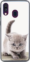 Geschikt voor Samsung Galaxy A40 hoesje - Kitten - Kat - Huisdieren - Jongens - Kinderen - Meisjes - Siliconen Telefoonhoesje