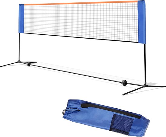 LARMNEE Volleyball net, badminton net, 3 m shuttle net, tennis net, height-adjustable foldable portable sports net, indoor outdoor training net, set including net, frame, carry bag ELC03BN02