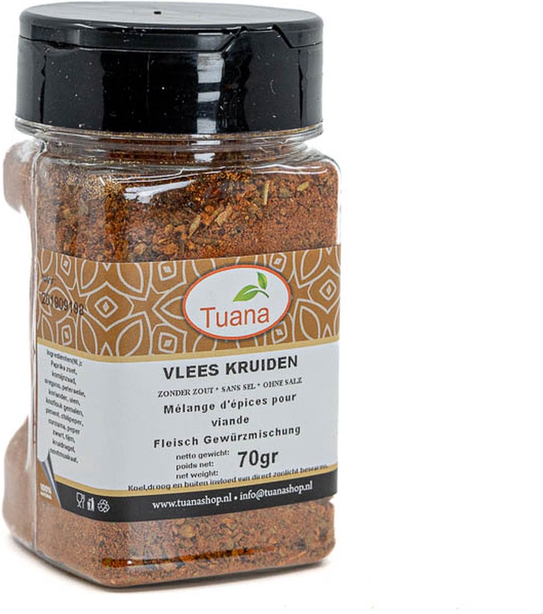 Goedkoopste Tuana Kruiden - Vlees Kruiden Zonder Zout - Bakje 60 Gram - KP0289