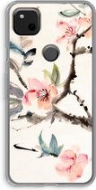 Case Company® - Hoesje geschikt voor Google Pixel 4a hoesje - Japanse bloemen - Soft Cover Telefoonhoesje - Bescherming aan alle Kanten en Schermrand