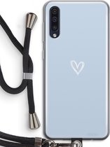 Case Company® - Hoesje met koord geschikt voor Samsung Galaxy A50 hoesje met Koord - Klein Hart Blauw - Telefoonhoesje met Zwart Koord - Bescherming aan alle Kanten en Over de Schermrand