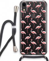 Case Company® - Hoesje met koord geschikt voor iPhone XR hoesje met Koord - Flamingo - Telefoonhoesje met Zwart Koord - Extra Bescherming aan alle Kanten en Over de Schermrand