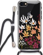 Case Company® - Hoesje met koord geschikt voor iPhone 8 hoesje met Koord - Painted wildflowers - Telefoonhoesje met Zwart Koord - Extra Bescherming aan alle Kanten en Over de Schermrand