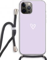 Case Company® - Hoesje met koord geschikt voor iPhone 12 Pro hoesje met Koord - Klein hartje paars - Telefoonhoesje met Zwart Koord - Extra Bescherming aan alle Kanten en Over de Schermrand