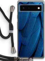 Case Company® - Coque Google Pixel 6 avec cordon - Paon - Protection de téléphone avec cordon Zwart - Protection de tous les côtés et sur la lunette de l'écran