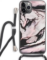 Case Company® - Hoesje met koord geschikt voor iPhone 11 Pro hoesje met Koord - Roze stroom - Telefoonhoesje met Zwart Koord - Extra Bescherming aan alle Kanten en Over de Schermrand