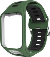 TomTom horlogeband - siliconen gesp polsbandje geschikt voor TomTom Spark / Spark 3 Cardio en Music - Runner 3 - Runner 2 - Golfer 2 - Adventurer - Groen/zwart