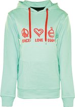 Big Green Egg - Sweater - Dames - Medium - Peace, Love, EGGs - Hoodie - Kaptrui