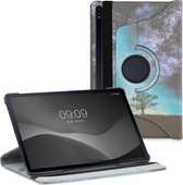 kwmobile hoes geschikt voor Samsung Galaxy Tab S7 Plus / Tab S7 FE - 360 graden tablethoes - Sterrenstelsel en Boom design - blauw / grijs / zwart