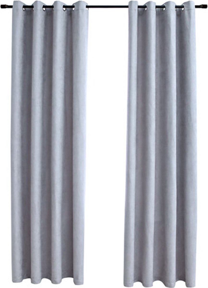 Gordijn verduisterend met metalen ringen 290x245 cm blauw