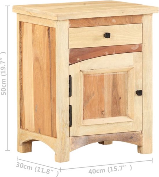 Table de chevet vidaXL - Bois de récupération Massief - 40 x 30 x 50 cm Table de chevet - Massief Hout - Meubles Vintage - Style industriel - Meubles de chambre