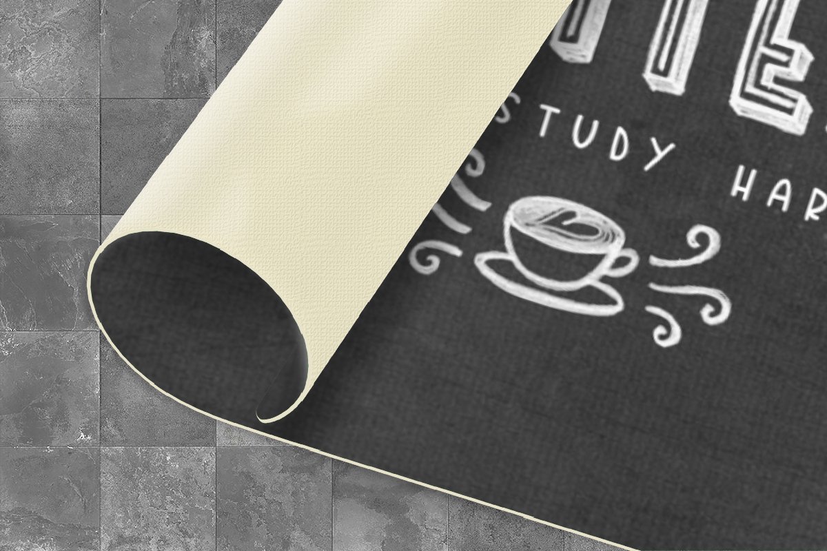KitchenYeah Keukenloper - Loper keuken - Koffie - Study - Studentenleven - Quotes - 120x60 cm - Keukenloper vinyl Multicolor