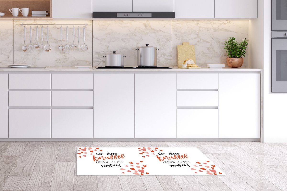 KitchenYeah Keukenloper - Loper keuken - Beterschap - Quotes - Rood - 120x60 cm - Keukenloper vinyl Multicolor