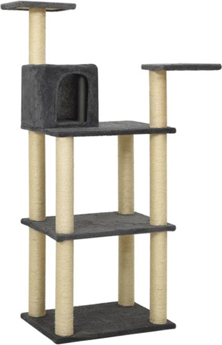 vidaXL Kattenkrabpaal met sisal krabpalen 119 cm donkergrijs