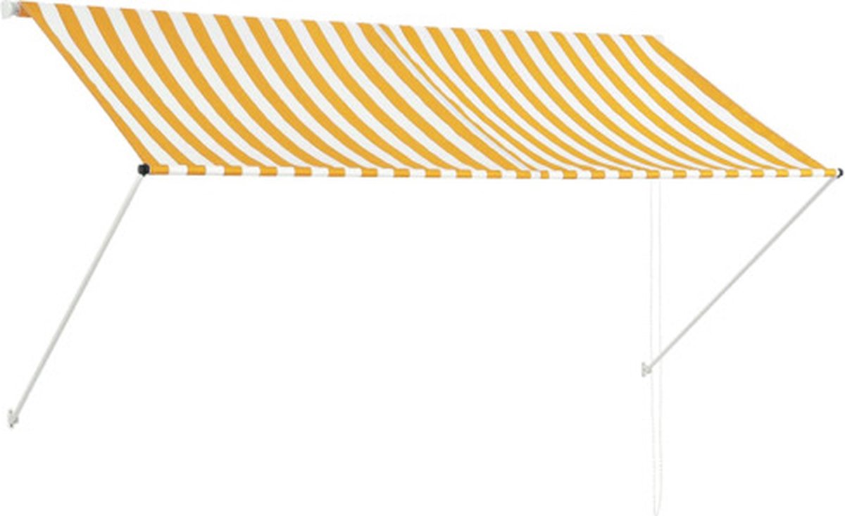 Bol.com vidaXL - Luifel - uittrekbaar - 250x150 - cm - geel - en - wit aanbieding