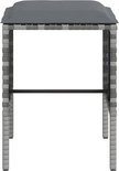 Grijze poly rotan bijzettafel, 36x36x38 cm (lxbxh), met kussen.