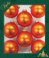 8x Boules de Noël en verre orange Wildfire Velvet 7 cm Décoration sapin de Noël - mat - Décorations de Noël de Noël / Décoration de Noël orange