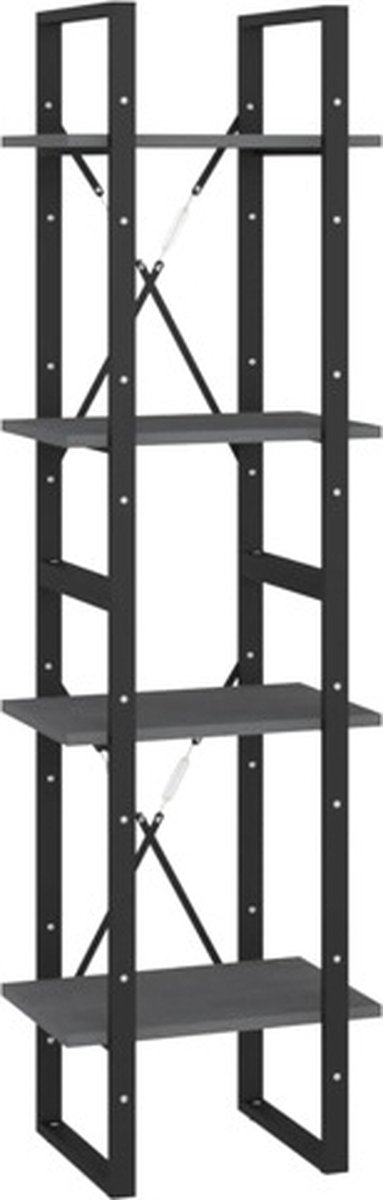 vidaXL Boekenkast - met - 4 - schappen - 40x30x140 - cm - massief - grenenhout - grijs