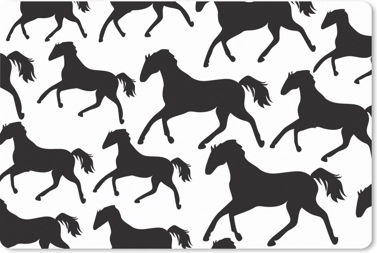 Muismat XXL 120x80 cm - Bureau onderlegger - Bureau mat Paarden - Wit - Patroon - Meisjes - Kinderen - Meiden - Bureaumat - Gaming mousepad xl - Bureaulegger groot - Computer deskmat
