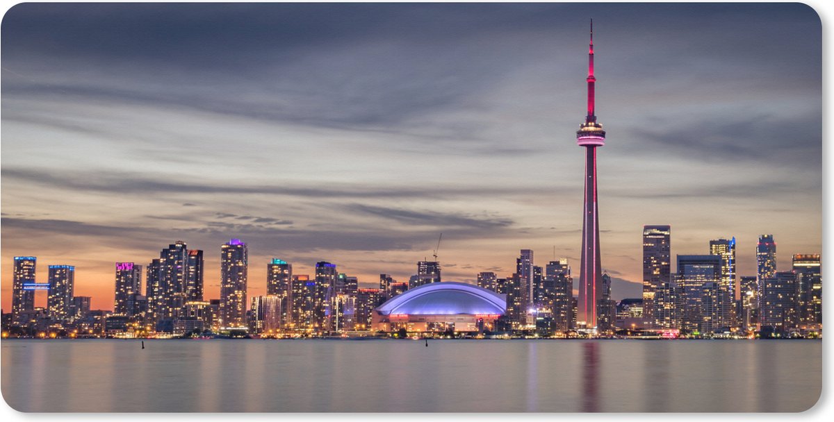 Muismat XXL 120x60 cm - Bureau onderlegger - Bureau mat Horizon van de stad Toronto tijdens zonsondergang - Bureaumat - Gaming mousepad xl - Bureaulegger groot - Computer deskmat