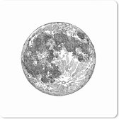 Muismat XXL - Bureau onderlegger - Bureau mat - Een zwart-wit illustratie van de maan - 40x40 cm - XXL muismat
