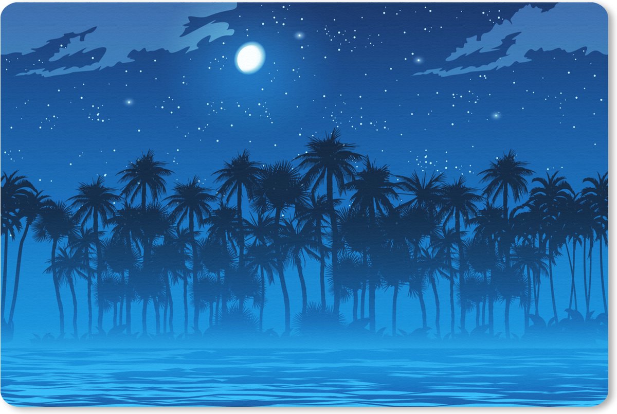 Muismat XXL 120x80 cm - Bureau onderlegger - Bureau mat Sterrenhemel - Palmboom - Zee - Bureaumat - Gaming mousepad xl - Bureaulegger groot - Computer deskmat