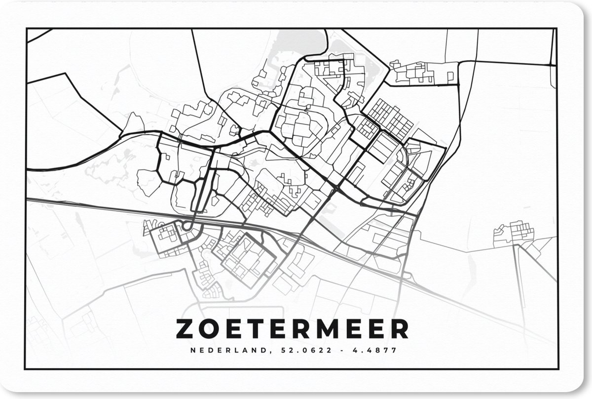 Muismat XXL 120x80 cm - Bureau onderlegger - Bureau mat Kaart - Zoetermeer - Nederland - Bureaumat - Gaming mousepad xl - Bureaulegger groot - Computer deskmat