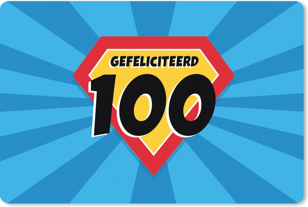 Muismat XXL 120x80 cm - Bureau onderlegger - Bureau mat Jubileum - 100 jaar - Feest - Bureaumat - Gaming mousepad xl - Bureaulegger groot - Computer deskmat