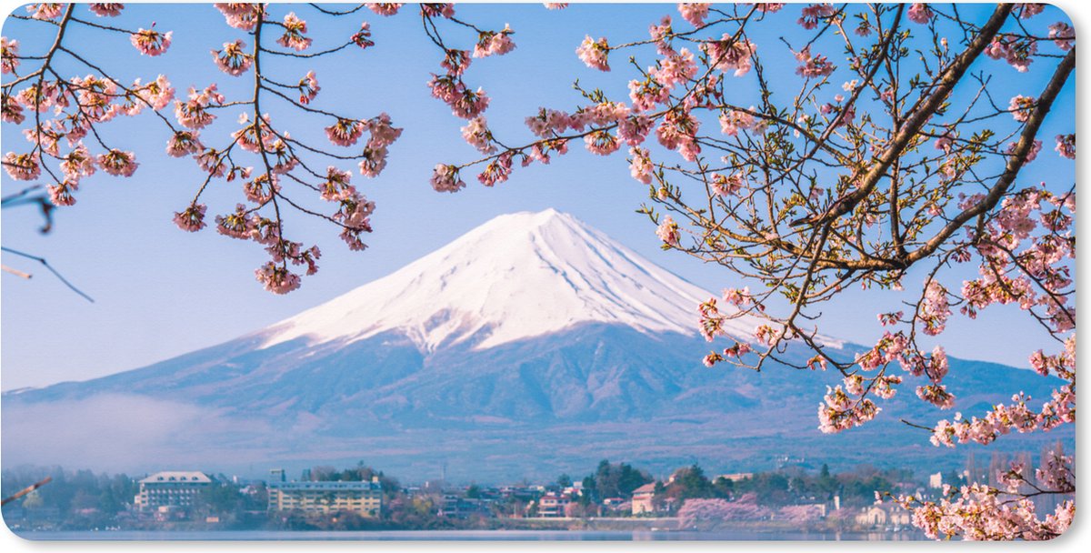 Muismat XXL 80x40 cm - Bureau onderlegger - Bureau mat Uitzicht op de Fuji Berg in het Aziatische Japan - Bureaumat - Gaming mousepad xl - Bureaulegger groot - Computer deskmat