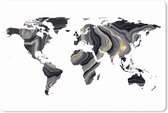 Tapis de souris XXL - Sous-main - Tapis de bureau - Wereldkaart - Peinture - Or - 120x80 cm - Tapis de souris XXL