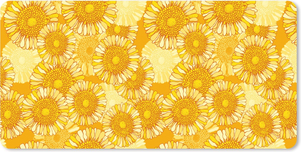 Muismat XXL 120x60 cm - Bureau onderlegger - Bureau mat Zonnebloem - Zomer - Patronen - Bloemen - Bureaumat - Gaming mousepad xl - Bureaulegger groot - Computer deskmat