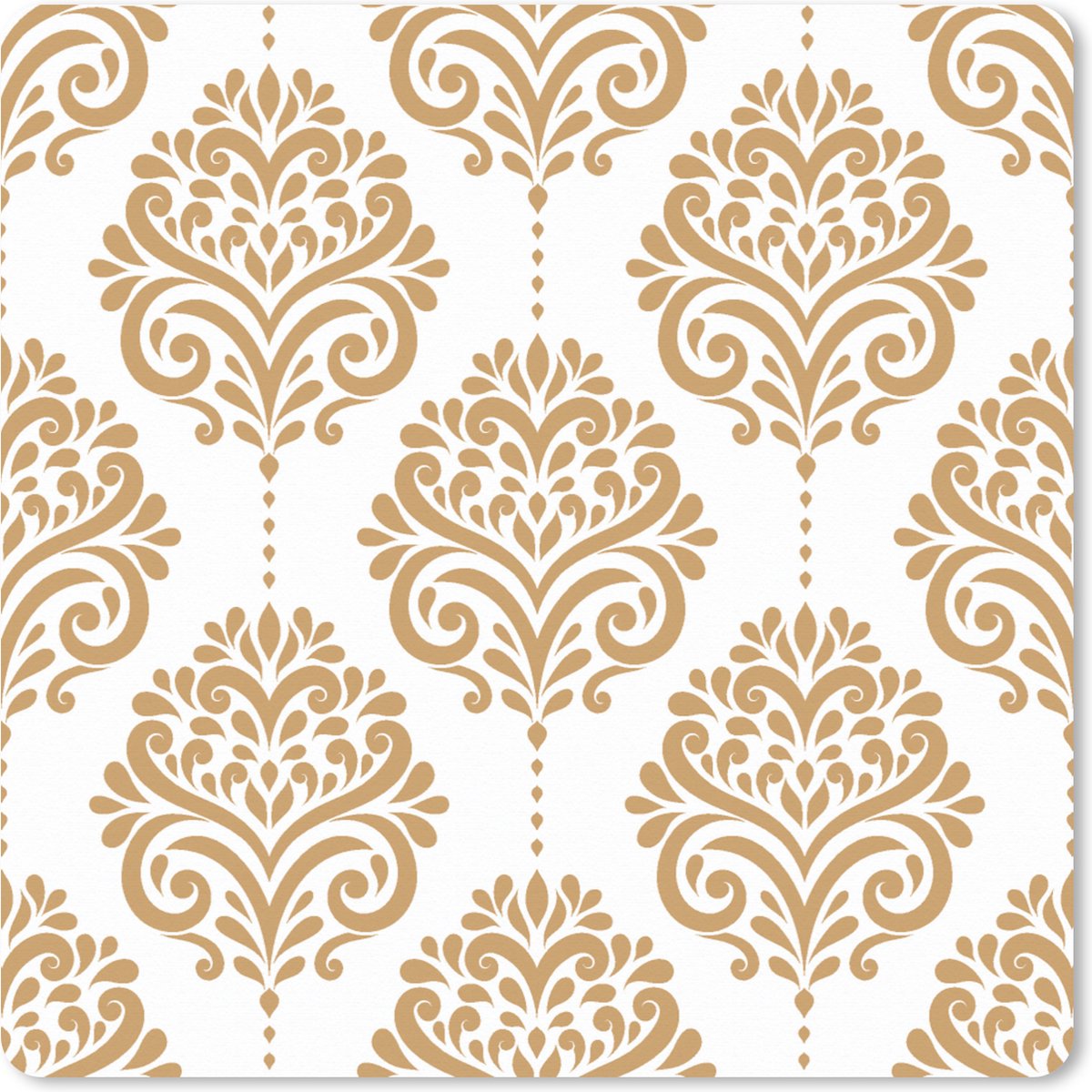 Muismat XXL 40x40 cm - Bureau onderlegger - Bureau mat Vintage - Bloemen - Goud - Design - Bureaumat - Gaming mousepad xl - Bureaulegger groot - Computer deskmat