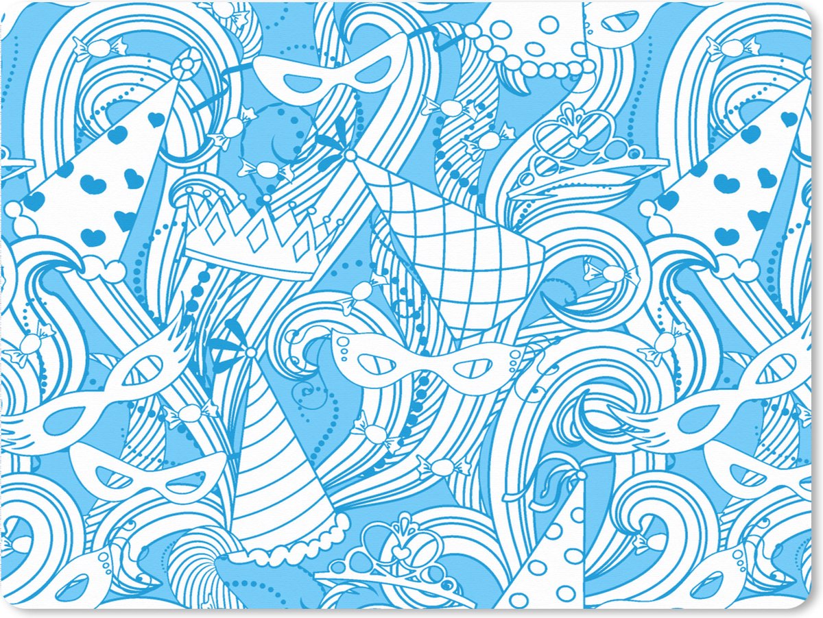 Muismat XXL 80x60 cm - Bureau onderlegger - Bureau mat Patronen - Carnaval - Masker - Bureaumat - Gaming mousepad xl - Bureaulegger groot - Computer deskmat