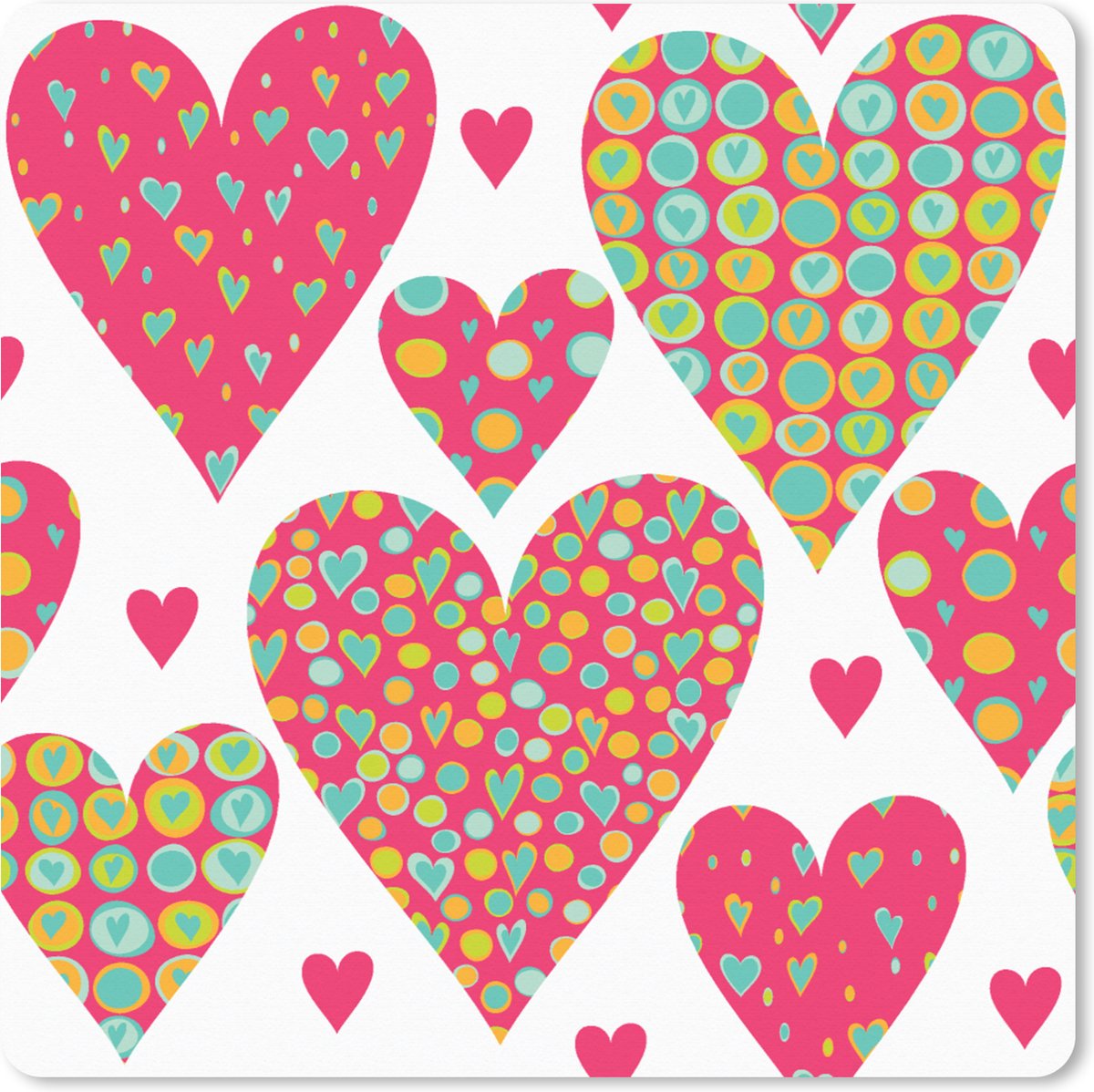 Muismat XXL 40x40 cm - Bureau onderlegger - Bureau mat Meisje - Hart - Love - Patronen - Girl - Kids - Kinderen - Kind - Bureaumat - Gaming mousepad xl - Bureaulegger groot - Computer deskmat