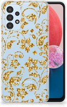 Telefoonhoesje Geschikt voor Samsung Galaxy A13 4G Back Cover Siliconen Hoesje Gouden Bloemen