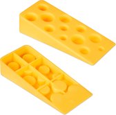 Cale de porte Relaxdays fromage - lot de 2 - butée de porte - cale - caoutchouc - antidérapant - jaune