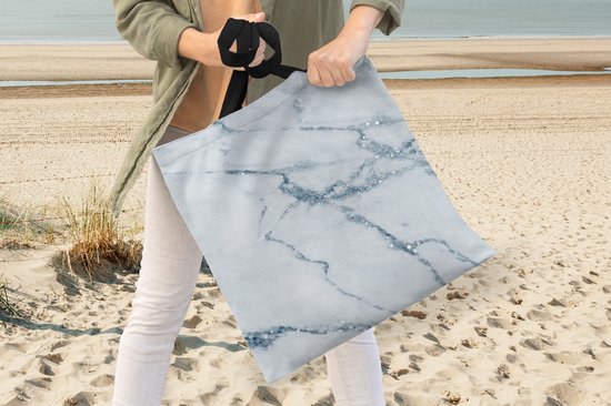 MuchoWow® Sac à bandoulière - Sac de plage - Big Shopper - Sac shopping - Marbre - Blauw - Calcaire - 45x45 cm - Sac en coton
