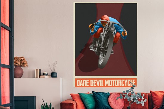 Affiche Mancave - Moteur - Vintage - Dessin - 120x180 cm XXL