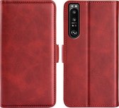 Sony Xperia 1 IV Hoesje - MobyDefend Luxe Wallet Book Case (Sluiting Zijkant) - Rood - GSM Hoesje - Telefoonhoesje Geschikt Voor Sony Xperia 1 IV