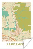 Poster Landsmeer - Plattegrond - Kaart - Stadskaart - 120x180 cm XXL