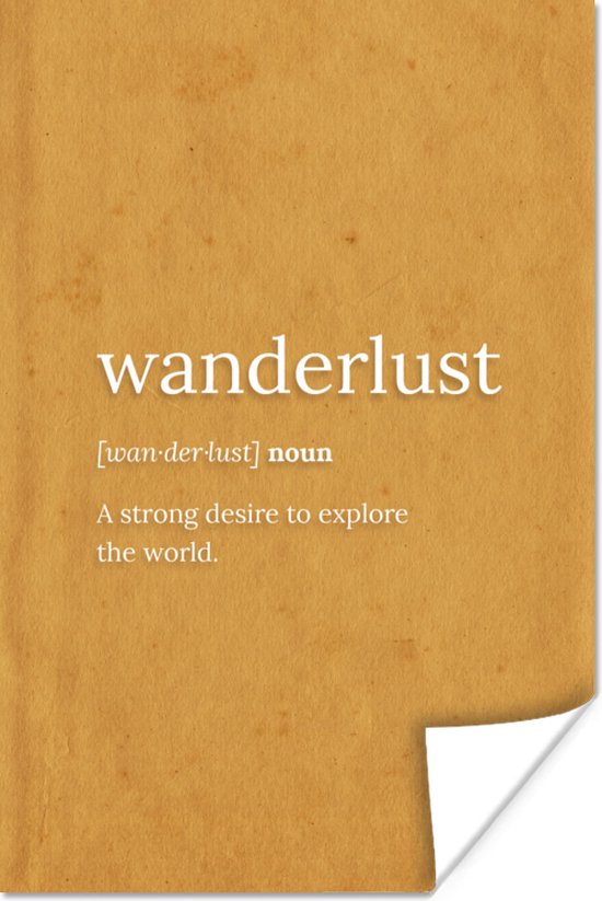 Poster Quotes - Wanderlust - Woordenboek - Spreuken - Vintage - 60x90 cm