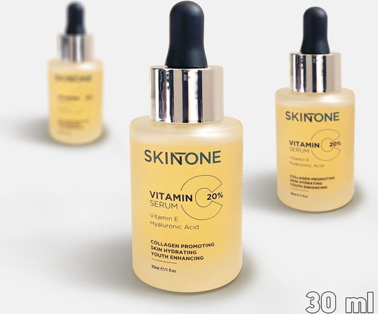 Foto: Skintone skin vitamine c 20 serum booster met vitamine e hyaluronzuur gezichtsserum collageen anti rimpel anti acne tegen pigmentvlekken 30ml vrouwen mannen gezicht vitamin verzorging puisten puistjes