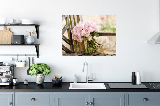 Poster Bouquet de fleurs de pivoines roses 80x60 cm - Tirage photo sur Poster (décoration murale salon / chambre)