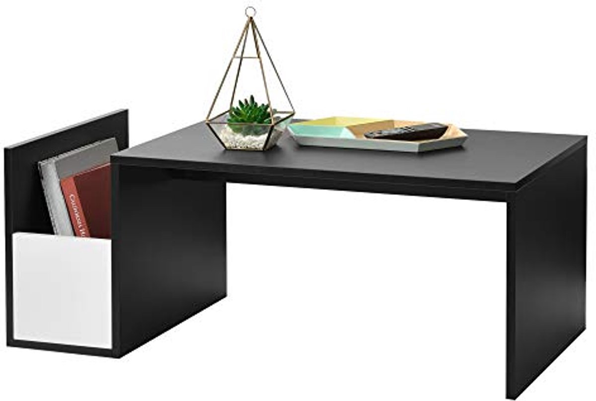 Salontafel met Opbergvak 90x45x35 cm - Zwart en Wit