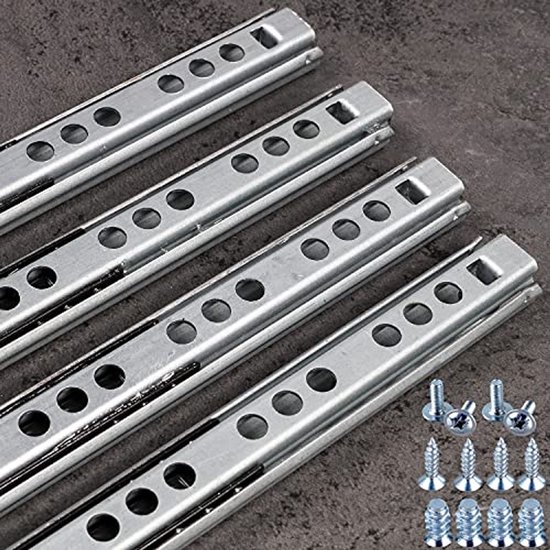 LOOTICH Push to Open Duwen om te Openen Stalen Ladegeleiders 400 mm met Kogellager Zijmontage Volledig Uittrekbare Rails Ladegeleider Laadvermogen 35kg (1 set