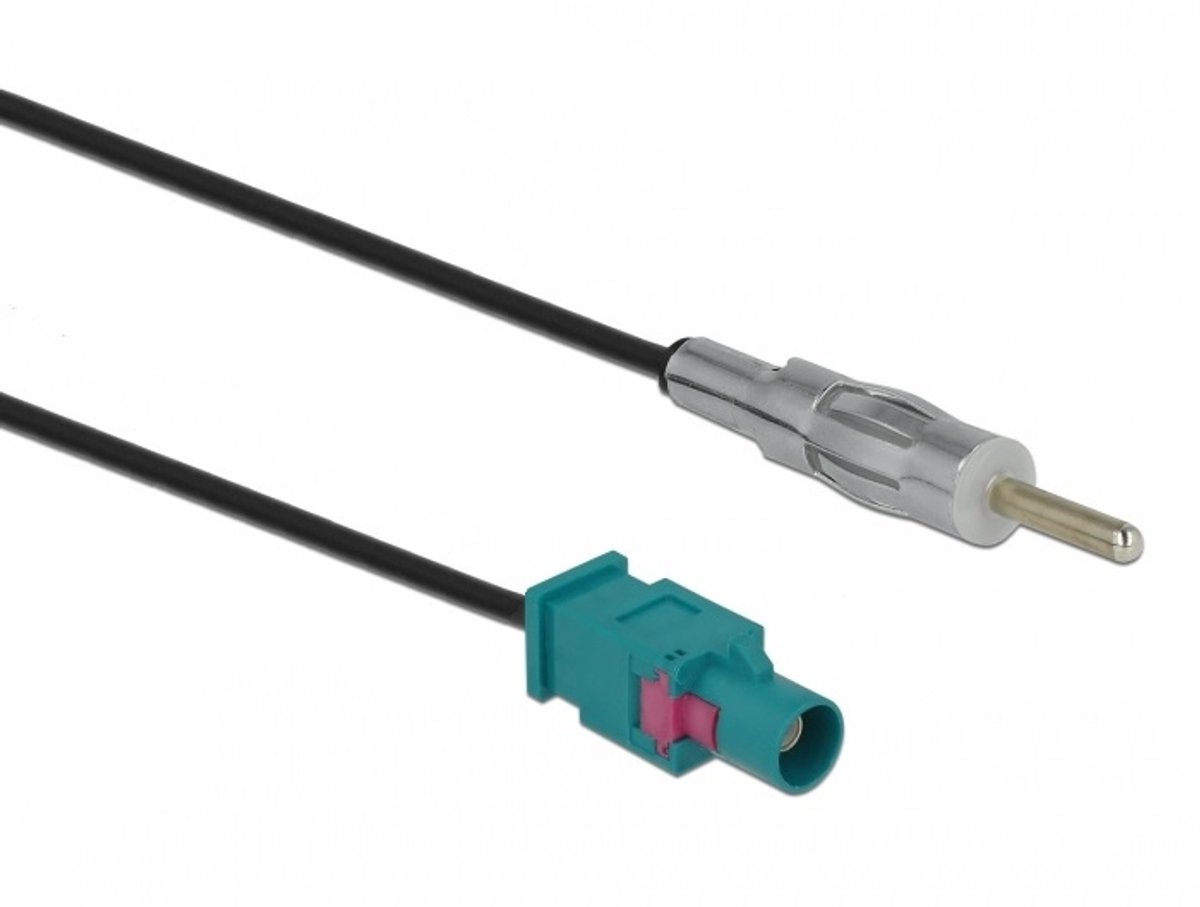 Fakra Z (m) - DIN (m) auto antenne adapter kabel - RG174 - 50 Ohm / zwart - 0,15 meter