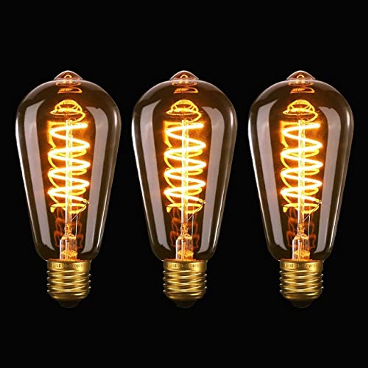 Vintage Dimbare E27 LED Gloeilamp ST64 - 4W Warm Amber Licht – 3-Pack