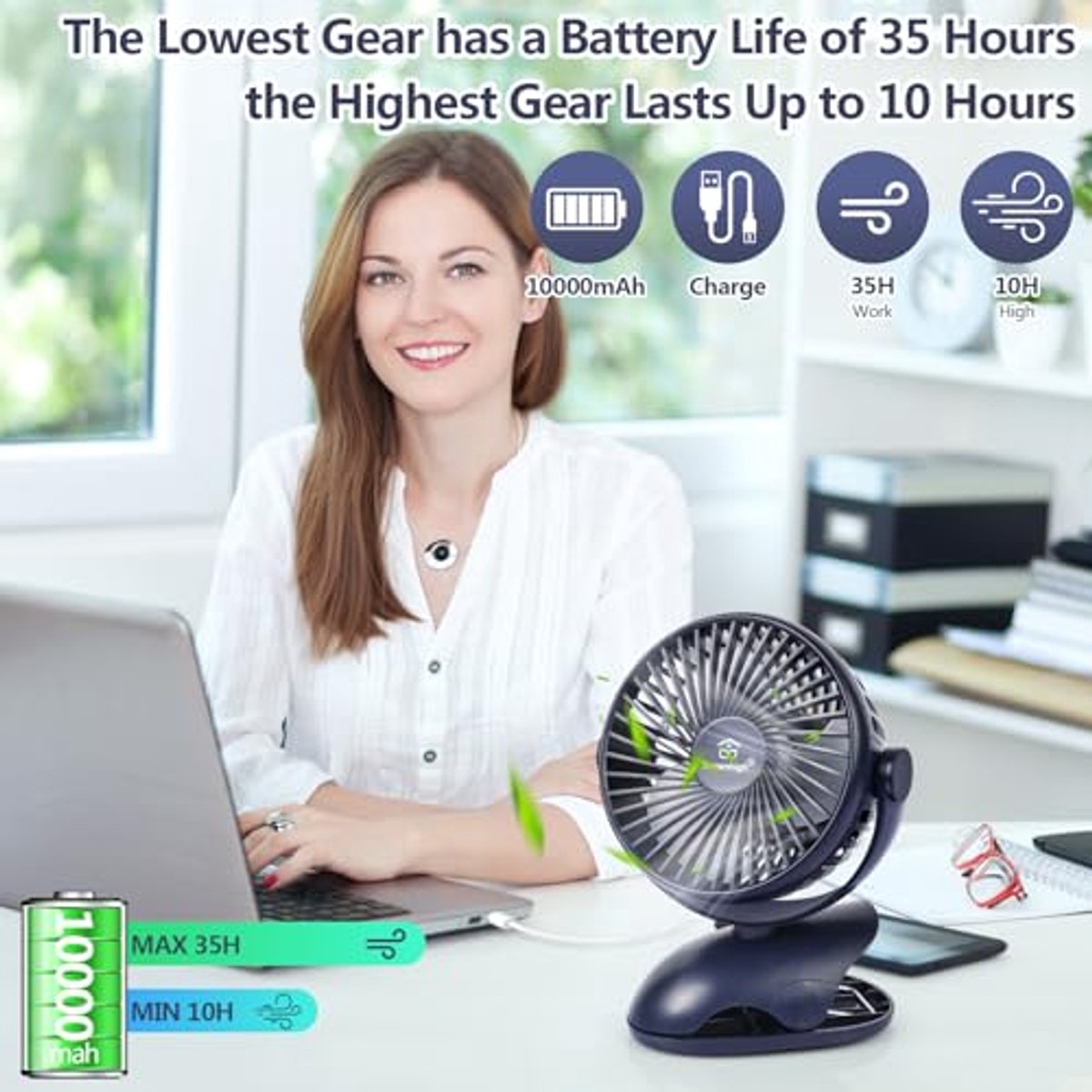 Mini USB Desk Fan - Stille Tafel Ventilator voor Thuis en Kantoor thumbnail 3
